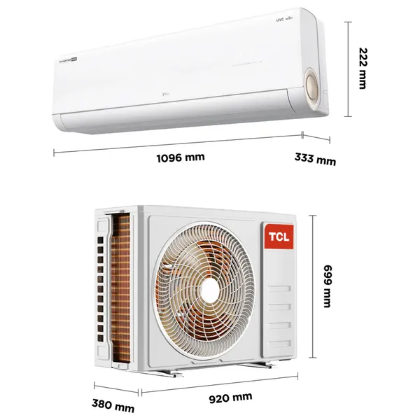  TCL TAC-24CHSD/MAV - Wall Mounted Air Conditioner - 2 Ton - Inverter - UVC Sterilization - 6-Level Ampere Control - White 