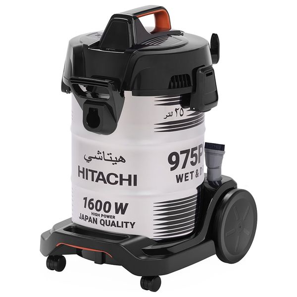  مكنسة كهربائية أسطوانية هيتاشي - 1600 واط - 25 لتر - CV-975PWBKGCM - ستانلس ستيل 