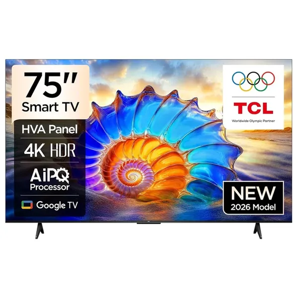 شاشة تي سي إل - 75 أنج - 4K UHD - LED - سمارت - 60 هيرتز - جوجل تي في - 75V6D - اسود 