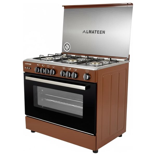  Almateen GC-MA9604BR-EG - Freestanding Cooker - 90 × 60 cm - 5 Burners - Brown 