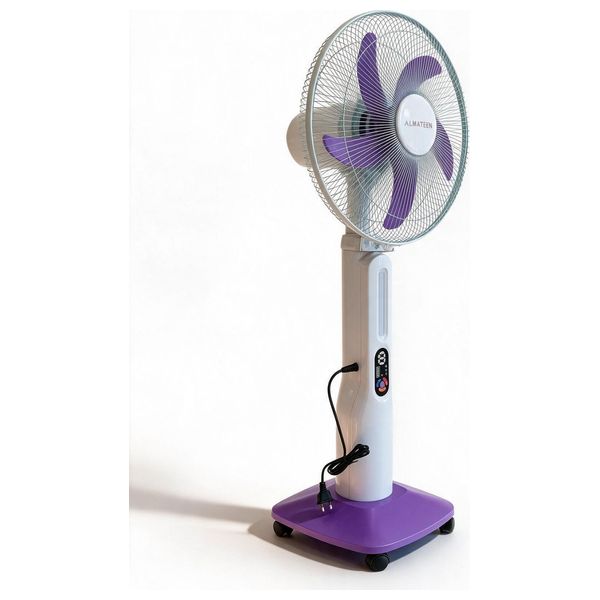  Almateen RCMA416PW-CH - Stand Fan - Rechargeable - Remote Control - 16 Inch - White and Purple 