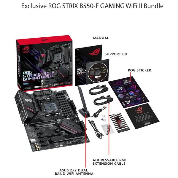  ASUS ROG STRIX B550-F GAMING WIFI II - AMD B550 - AM4 - ATX - Wi-Fi 6E Motherboard 