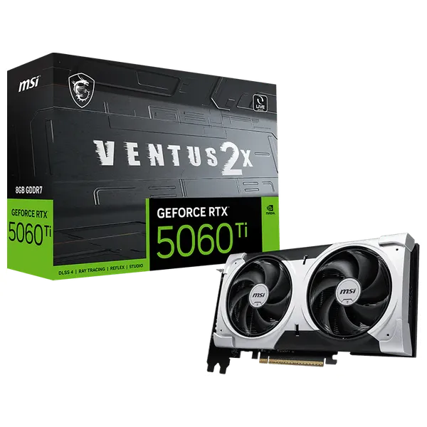  بطاقة رسومات ام اس ئاي - G506T-8V2CP - بحجم 8 كيكابايت - RTX 5060 Ti - سلفر 