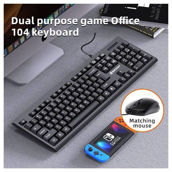  JERTECH KM160 - Keyboard with Mouse - USB - Black 