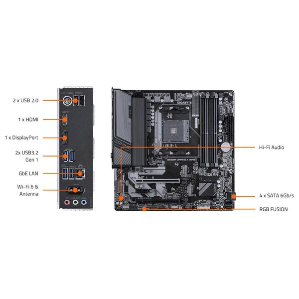  AMD B550 Micro ATX Motherboard - AM4 Socket, WiFi 6, DDR4, HDMI & DP 