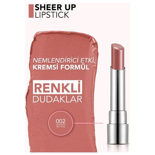  Flormar Sheer Up Moisturizing Glossy Lipstick - 002 SO YOU 