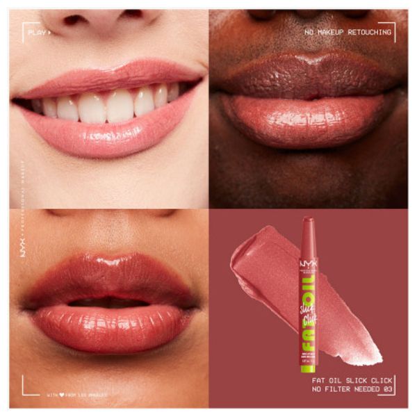  Nyx Fat Oil Slick Click Lip Balm - Shiny Lip Balm, 03 No Filter Neede 