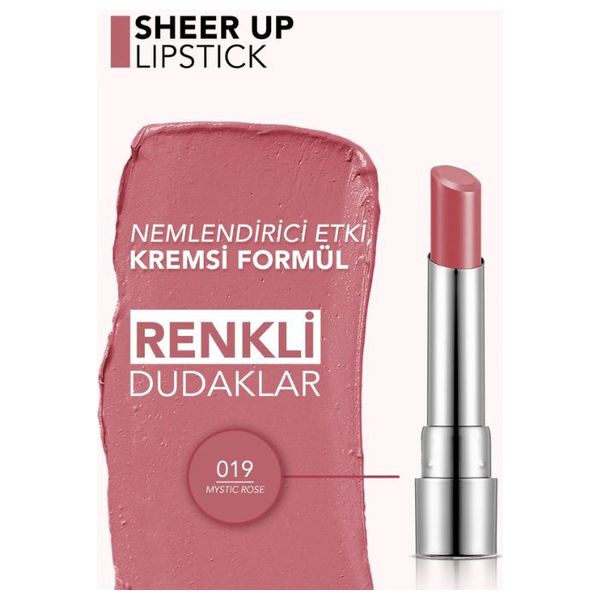  Flormar Sheer Up Moisturizing Glossy Lipstick - 019 Mystic Rose 