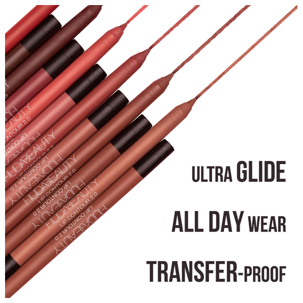  Huda Beauty Matte Lip Contour 2.0 - Long-lasting Lip Liner, Muted Pink 