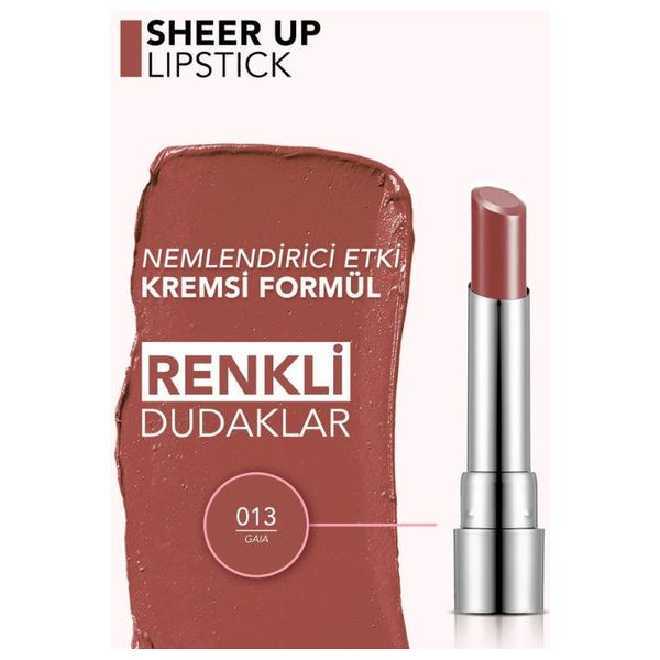  Flormar Sheer Up Moisturizing Glossy Lipstick, 013 - Gaia 