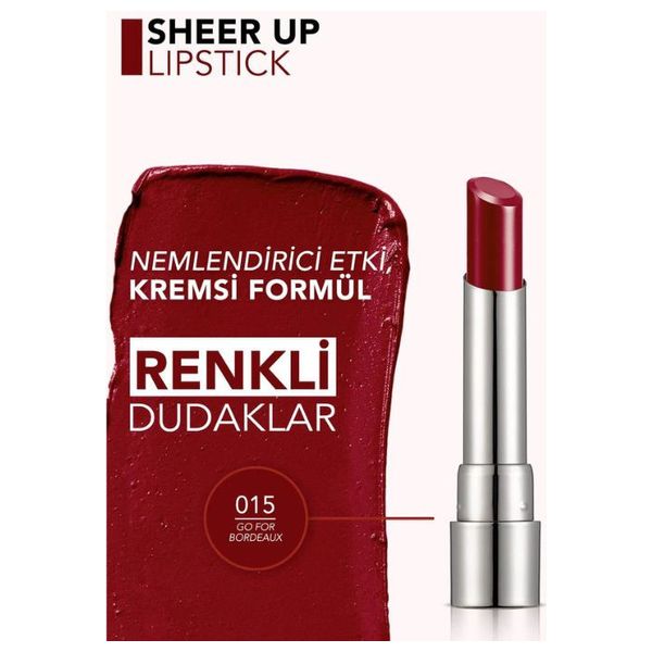  Flormar Sheer Up Moisturizing Glossy Lipstick - 015 GO FOR BORDEaksha 