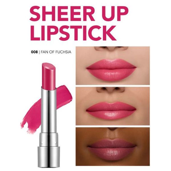  Flormar Sheer Up Moisturizing Glossy Lipstick - Creamy Formula, 008 Fan of Fuchsia 