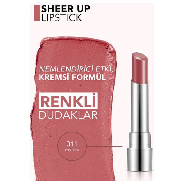  Flormar Sheer Up Moisturizing Glossy Lipstick - 011 Rosy Lust 