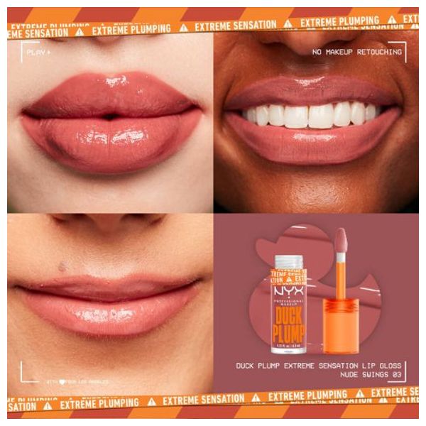  Nyx Duck Plump Extreme Sensation Lip Gloss - Plumping Formula, 03 Nude Swings 