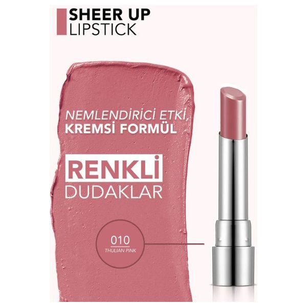  Flormar Sheer Up Moisturizing Glossy Lipstick - 010 Thulian Pink 