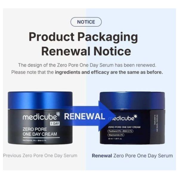  Medicube Zero Pore One Day Cream - Pore Refining Moisturizer, 50ml 