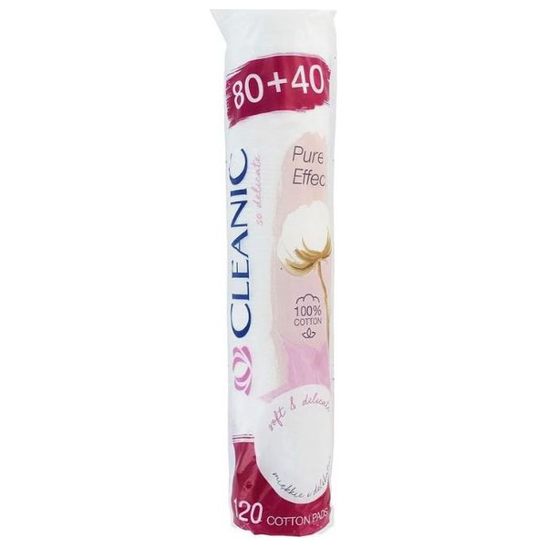  Cleanic Pure Effect Makeup Remover Cotton Pads - 120 Pieces - White 