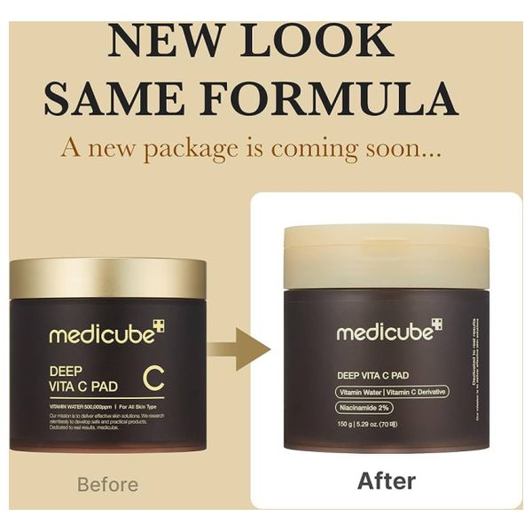  Medicube Deep Vita C Pad - Brightening and Exfoliating Facial Pads, 70 Pads 