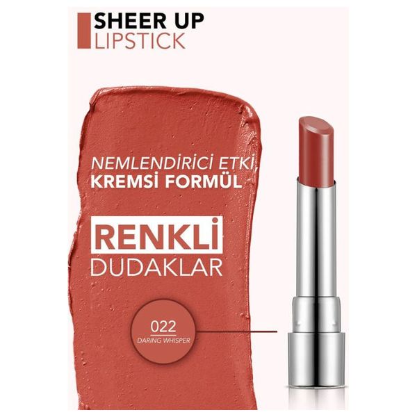  Flormar Sheer Up Moisturizing Glossy Lipstick - 022 Daring Whisper 