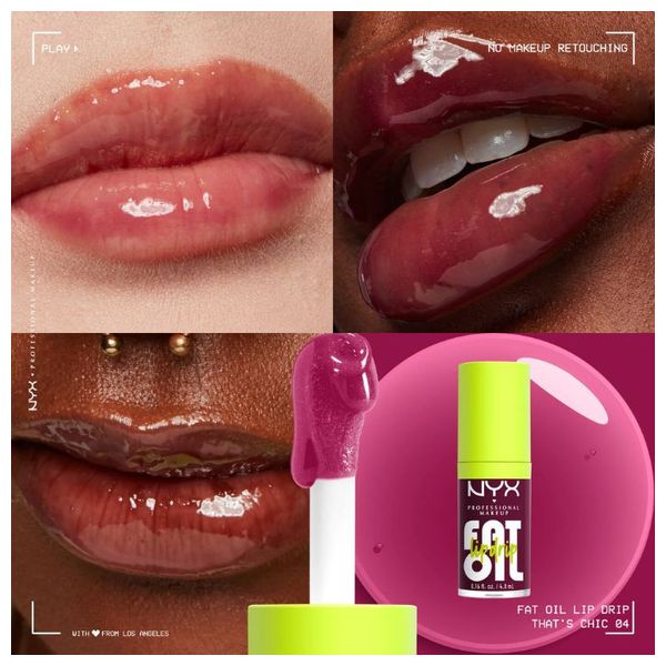  Nyx Fat Oil Lip Drip - Glossy Hydrating Lip Oil, 04 This Chic 