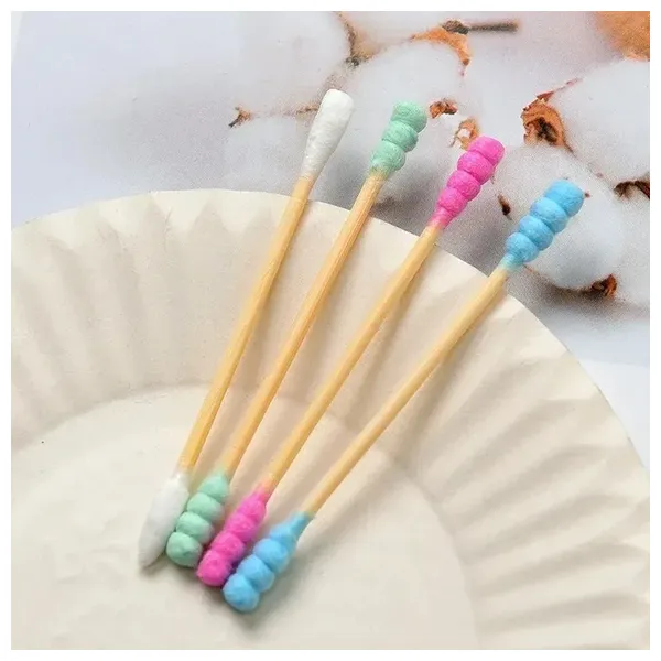  SINWUAS Double-Head Cotton Swabs - 500 Pieces, Multi Color 