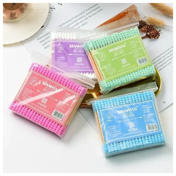  SINWUAS Double-Head Cotton Swabs - 500 Pieces, Multi Color 
