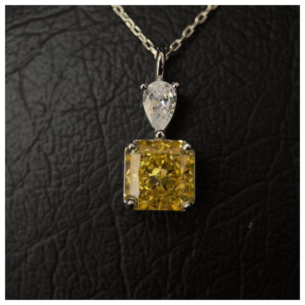  Italian Silver Set With Yellow Zircon Stone - 925K - 14g - Silver 