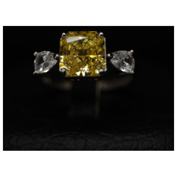  Italian Silver Set With Yellow Zircon Stone - 925K - 14g - Silver 