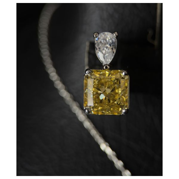  Italian Silver Set With Yellow Zircon Stone - 925K - 14g - Silver 