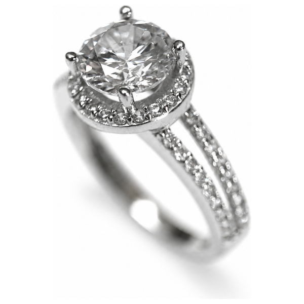  Cordoba Silver Shop 925 Sterling Silver Zircon Ring - White 