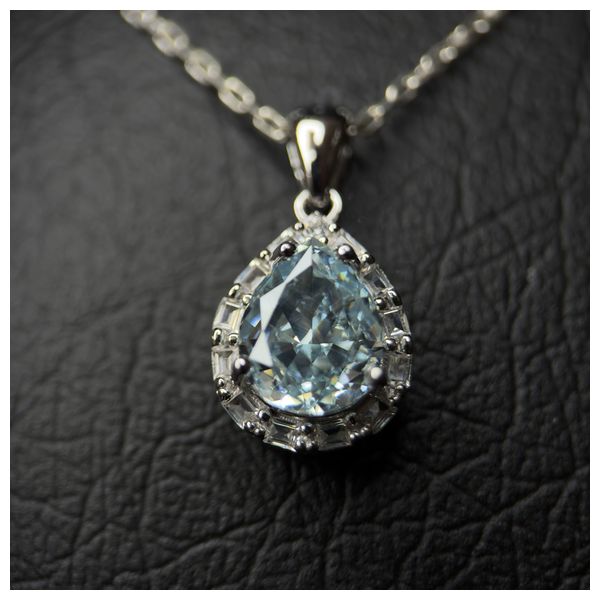  Italian Silver Set with Blue Zircon - 925K - 16.8g - Silver 