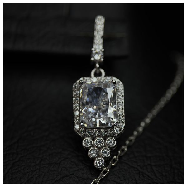  Italian Silver Set With white Zircon Stone - 925K - 15.7g - Silver 