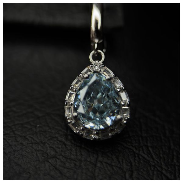  Italian Silver Set with Blue Zircon - 925K - 16.8g - Silver 