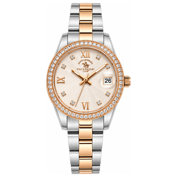  Santa Barbara Polo & Racquet Club Watch SB-4-10035-6 For Women - Analog Display, Stainless Steel Band - Silver & Rose Gold 