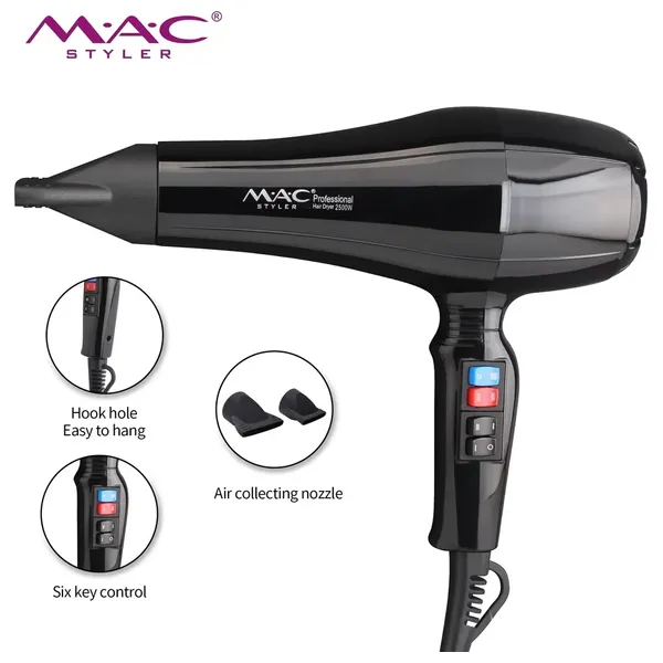  MAC Styler MC6688 - Professional Ionic Turbo Hair Dryer - 2500W - Black 