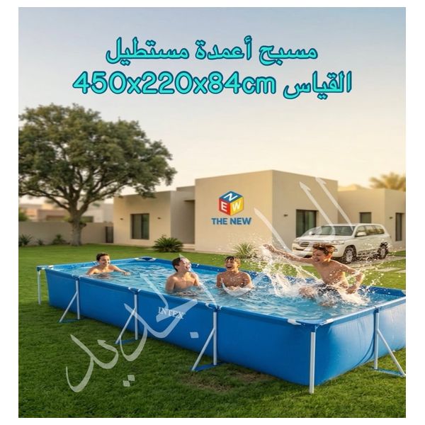  مسبح مستطيل بإطار معدني إنتكس - 450 سم - أزرق 