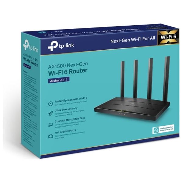  TP-Link Archer AX12 - WiFi 6 Router - 1500Mbps - Black 
