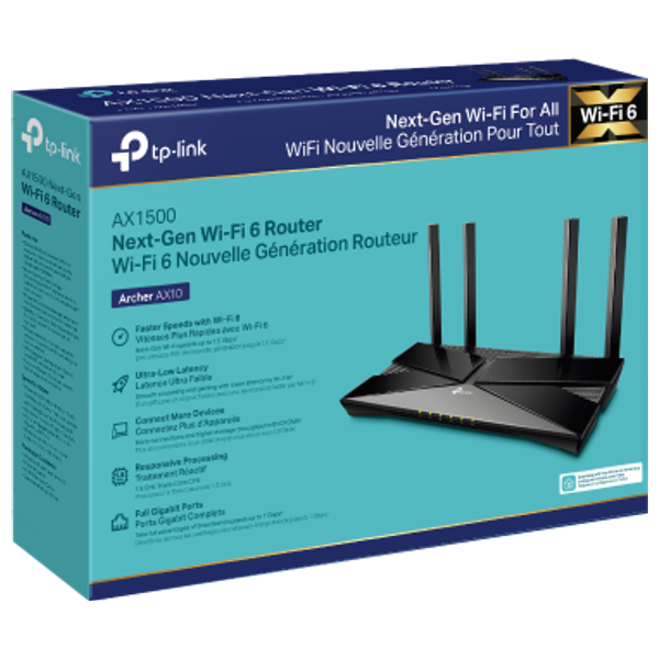  TP-Link AX10 - Router - Wi-Fi 6 - Black 