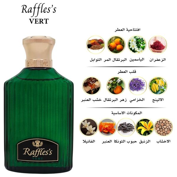  Raffles's Vert by Sare Agha for Men - Eau de Parfum, 100 ml 
