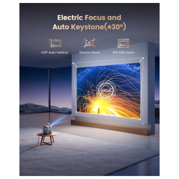  WiMiUS P61 Pro Smart Mini Projector - Native Full HD - 4K Content Support - Built-In Netflix - 20W Dolby Audio Sound - Wi-Fi 6 and Bluetooth 5.2 - wimius-p61pro - Black 