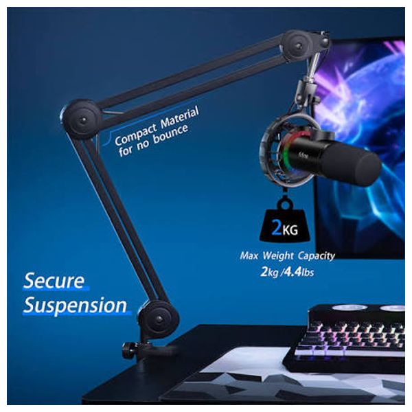  ميكروفون تسجيل وبث ديناميكي فيفيني  - توصيل USB-A و USB-C - إضاءة RGB - T658 - أسود 