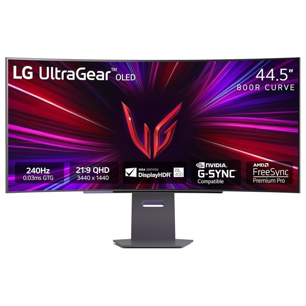 شاشة حاسبة منحنية ال جي 45-انج فئة 45GR95QE-B - سرعة الاستجابة 0.03 ملي ثانية - 240 هيرتز - OLED