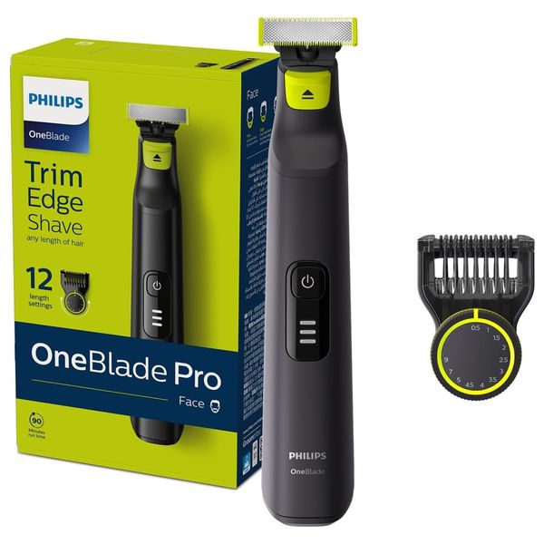 Philips QP6530/23 - OneBlade Pro Wet & Dry Trim, edge and shave any length of hair - Black