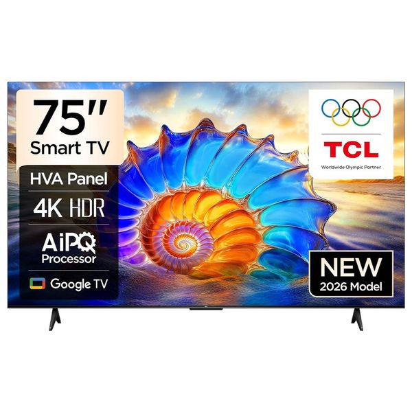  شاشة تي سي إل - 75 أنج - 4K UHD - LED - سمارت - 60 هيرتز - جوجل تي في - 75V6D - اسود 