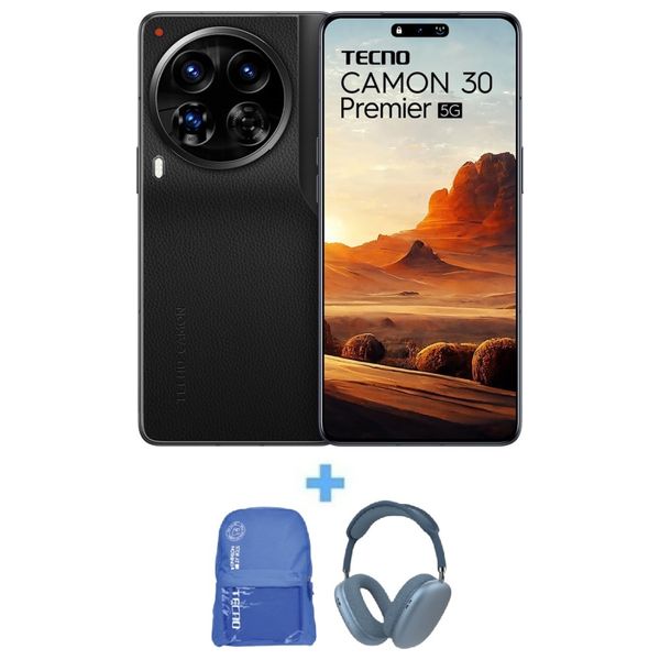 تيكنو Camon 30 Premier 5G - دبل سيم - 512/12 كيكابايت + سماعة بلوتوث حول الاذن + حقيبة