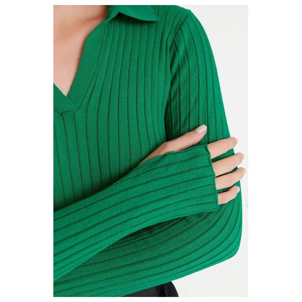 Trendyolmilla Polo Neck Knitwear Sweater - Green