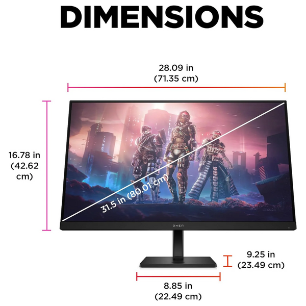 HP 32-Inch OMEN 32Q - Gaming Flat Monitor - 165Hz - 1ms Response Time - QHD