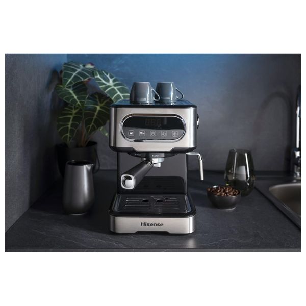  ماكنة تحضير القهوة هايسنس - ضغط مضخة 15 بار - خزان ماء قابل للإزالة 1.5 لتر - HESCM15DBK - أسود 