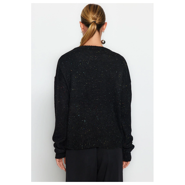 Trendyolmilla Women’s Soft Textured Nope Knitwear Sweater - Black