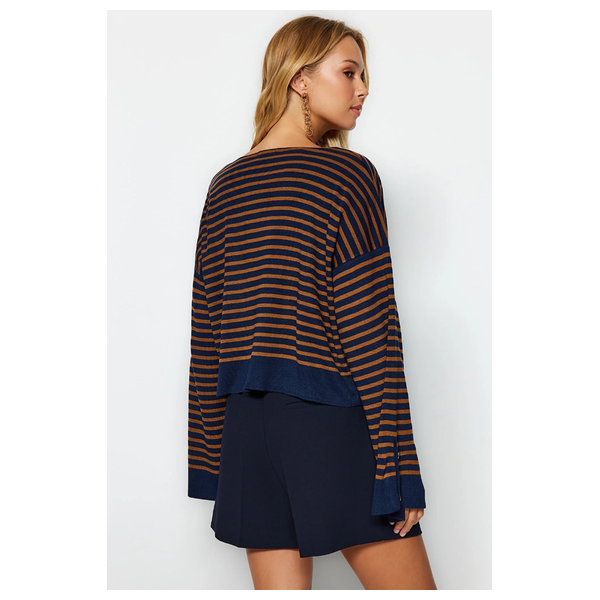 بلوزة نسائية قبة V ترينديول ميلا - نيلي